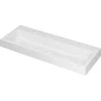 Ink Momento Wastafel Polystone met 2 Kraangaten - 1200x450x90 mm - Mat Wit