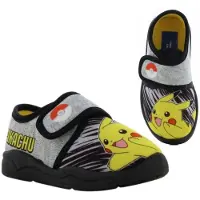 Leomil Pokémon - Pantoffels kinderen voor jongens - Pikachu Sloffen kind met klittenbandsluiting - Schoenen van 2 tot 8 jaar - Maat 31 - Grijs