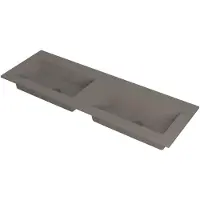 Ink Kraft Wastafel Dubbele Bak Zonder Kraangaten - 1400x450x10 mm - Quartz Beton