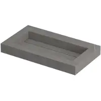 Ink Pitch Wastafel Keramische Slab Bak met Drain en Front en Side Skirts Zonder Kraangat - 800x450x90 mm - Armani Grey Mat