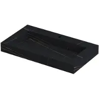 Ink Pitch Wastafel Keramische Slab Bak met Drain en Front en Side Skirts 1 Kraangat - 800x450x90 mm - Lauren Black Mat