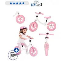 Ikonka Trike Fix Balancefiets Roze Met Bel – Loopfiets Kinderfiets Met Verstelbaar Zadel En Stuur Cross Country Balance Bike Voor Meisjes Peuters Buiten Speelgoed Tot 35 KG Lichtgewicht Met Ebook