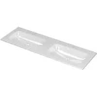Ink Aspekt Wastafel Porselein Dubbel met 2 Kraangaten - 1400x450x15 mm - Glans Wit