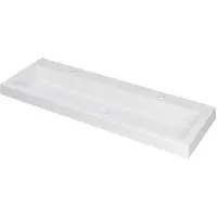 Ink Dock Wastafel Polystone met 2 Kraangaten - 1200x400x60 mm - Mat Wit