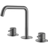 Hotbath Archie - Wastafelmengkraan - zonder Waste - Laag - Geborsteld Gunmetal PVD - Opbouw - Messing - V04