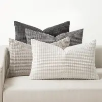 Unyqoos Set van 4 stijlvolle grijze kussenslopen voor bank, woonkamer en slaapkamer, 40 x 60 cm