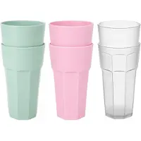 PlasticForte onbreekbare drinkglazen - 12x stuks - kunststof/plastic - mix van 3 kleuren - 600 ml - 16 cm - stapelbaar