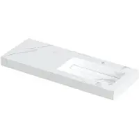 Ink Pitch Wastafel Keramische Slab Rechts met Drain en Front en Side Skirts 1 Kraangat - 1200x450x90 mm - Statuario Glans