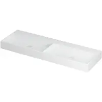 Ink United Wastafel Porselein Dubbel Zonder Kraangat incl. Porseleinen Click Plug en Verborgen Overloop Systeem - 1400x450x110 mm - Mat Wit