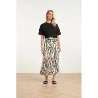 Smashed Lemon Midi-rok met zebra print off-white/zwart |