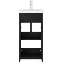 vidaXL Badkamer Vanity met Wastafel Zwart eiken 42 x 40 x 84,5 cm