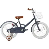 Happiq Kinderfiets 30–46 cm – Voor kinderen van 2–8 jaar voor dagelijks gebruik en spel – Met mand, spatborden, volledige kettingkoffer en zijwieltjes – Grijs frame