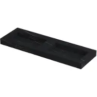Ink Pitch Wastafel Keramische Slab Bak Dubbel met Drain en Front en Side Skirts Zonder Kraangaten - 1400x450x90 mm - Lauren Black Mat