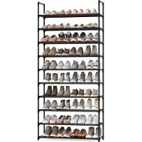 Songmics - Schoenenrek - Schoenenrek met 10 Lagen - Smal Ontwerp - Metalen Frame - Voor Gang en Slaapkamer