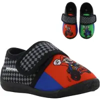 Leomil Super Mario - Pantoffels kinderen voor jongens - Luigi en Mario Sloffen kind met klittenbandsluiting - Schoenen van 2 tot 8 jaar - Maat 33 - Zwart