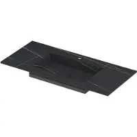 Ink Post Wastafel Keramische Slab Envelop Bak Midden met 1 Kraangat - 1000x450x10 mm - Lauren Black Mat