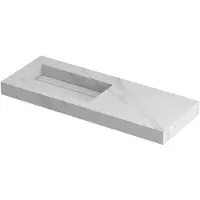Ink Pitch Wastafel Keramische Slab Links met Drain en Front en Side Skirts Zonder Kraangat - 1200x450x90 mm - Calacatta Mat