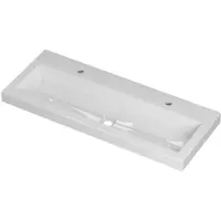 Ink Roots Wastafel Porselein met 2 Kraangaten - 1000x400x60 mm - Glans Wit