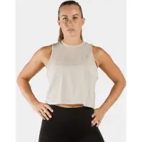 ZEUZ Dames Crop Top Sport – Fitness Tanktop - Beige - XS