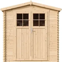 Timbela Houten tuinhuis met geïmpregneerde vloer, afsluitbare deur - Breedte 206 cm x Diepte 216 cm x Hoogte 218 cm, 3,53 m² - M343F+M343G