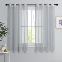 Unyqoos Moderne Grijze Linnenlook Gordijnen Set van 2 met Ingestanste Ringen 160 x 140 cm