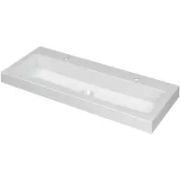 Ink Dock Wastafel Polystone met 2 Kraangaten - 1000x400x60 mm - Glans Wit