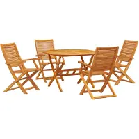 vidaXL Tuin Eettafel Set 5 st Bruin Massief Acacia Hout