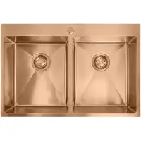 REA - Stalen Spoelbak Joel Brush Copper zonder keukenkraan - 83 x 55 x 22,5 cm