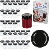 MamboCat 48-delige set jampot / hoge randpot 161 ml Deep TO 58 (DTO) zwarte deksel inclusief receptenboekje