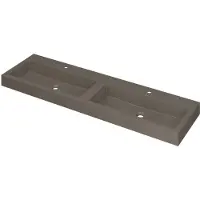 Ink Momento Wastafel Quartz Dubbel met 2 Kraangaten - 1600x450x90 mm - Quartz Beton