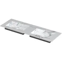 Ink Post Wastafel Keramische Slab Envelop Bak Dubbel 2 Kraangaten - 1400x450x10 mm - Statuario Glans