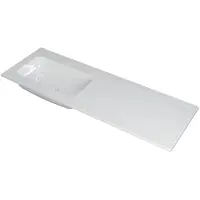 Ink Faktor Wastafel Polystone Links Zonder Kraangat - 1400x450x15 mm - Glans Wit