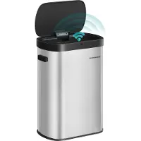 Songmics - Prullenbak - Automatische Prullenbak - 50L - Bewegingssensor - Zachte Sluiting - RVS