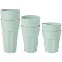 PlasticForte onbreekbare drinkglazen - 12x stuks - kunststof - groen - 360-520-600 ml - stapelbaar - camping
