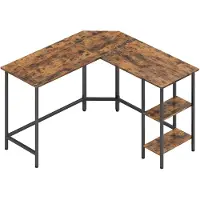 Vasagle - Bureau - L-vormig Computerbureau - Hoekbureau met 2 Planken - Ruimtebesparend voor Kantoor Thuis