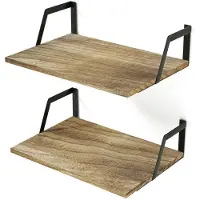Unyqoos Stijlvol Industrieel Wandrek Set van Hout en Metaal voor Diverse Ruimtes, 42 x 32 x 12 cm, Zwart