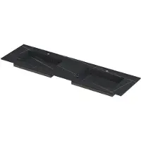 Ink Post Wastafel Keramische Slab Envelop Bak Dubbel 2 Kraangaten - 1600x450x10 mm - Lauren Black Mat