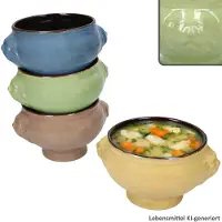 MamboCat 4-delige set Leeuwenkop Soepkom 0,4L elk 1x Geel, Groen, Blauw & Bruin van Keramiek – 24301773