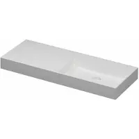 Ink United Wastafel Porselein Rechts Zonder Kraangat incl. Porseleinen Click Plug en Verborgen Overloop Systeem - 1200x450x110 mm - Mat Wit