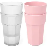 PlasticForte onbreekbare drinkglazen - 8x stuks - kunststof/plastic - mix van twee kleuren - 520 ml - 13 cm