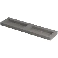 Ink Pitch Wastafel Keramische Slab Bak Dubbel met Drain en Front en Side Skirts Zonder Kraangaten - 1800x450x90 mm - Armani Grey Mat