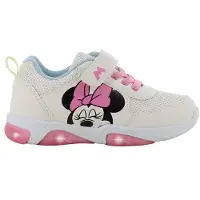 Leomil Disney Minnie - Schoenen voor meisjes met lichtjes - Minnie Mouse Sneakers voor kinderen met klittenband - Lichtgevende kindersneaker - Maat 28 - Beige