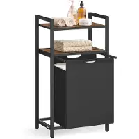 Vasagle - Wasmand - Wasmand met 2 Planken - Uittrekbare en Afneembare Waszak - 65 Liter Capaciteit