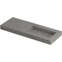 Ink Pitch Wastafel Keramische Slab Rechts met Drain en Front en Side Skirts Zonder Kraangat - 1200x450x90 mm - Armani Grey Mat