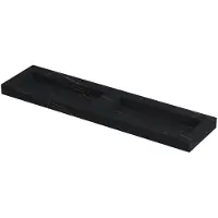 Ink Pitch Wastafel Keramische Slab Bak Dubbel met Drain en Front en Side Skirts Zonder Kraangaten - 1800x450x90 mm - Lauren Black Mat