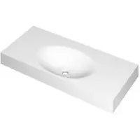 Ink Smooth Wastafel Polystone Midden Zonder Kraangat - 1000x450x90 mm - Mat Wit