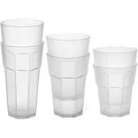 PlasticForte onbreekbare drinkglazen - 9x stuks - kunststof - transparant - 360-520-600 ml - stapelbaar - camping