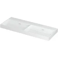 Ink Urban Wastafel Porselein Dubbel Zonder Kraangat - 1200x450x80 mm - Glans Wit