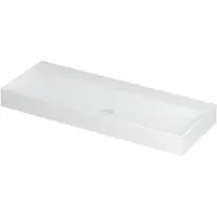 Ink United Wastafel Porselein Zonder Kraangat incl. Porseleinen Click Plug en Verborgen Overloop Systeem - 1200x450x110 mm - Mat Wit