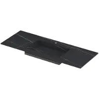 Ink Post Wastafel Keramische Slab Envelop Bak Midden met 1 Kraangat - 1200x450x10 mm - Lauren Black Mat